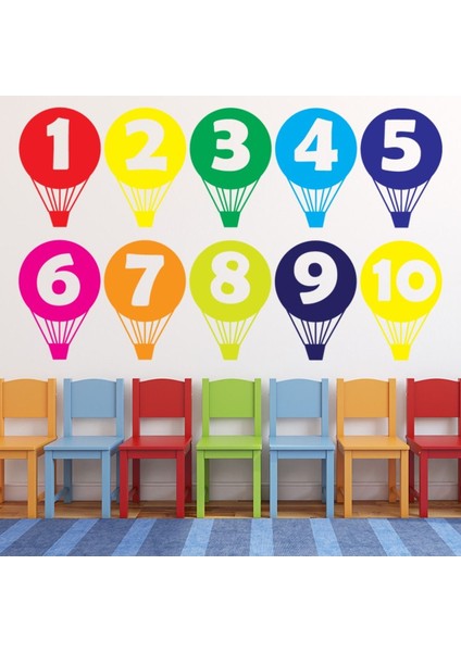 Sıcak Hava Balonu Numarası Dekoratif Duvar Sticker Çıkartma Bebek Çocuk Odası