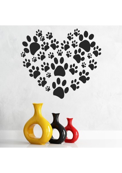 Köpek Pençe Aşk Kalp Dekoratif Duvar Sticker Çıkartma Bebek Çocuk Odası