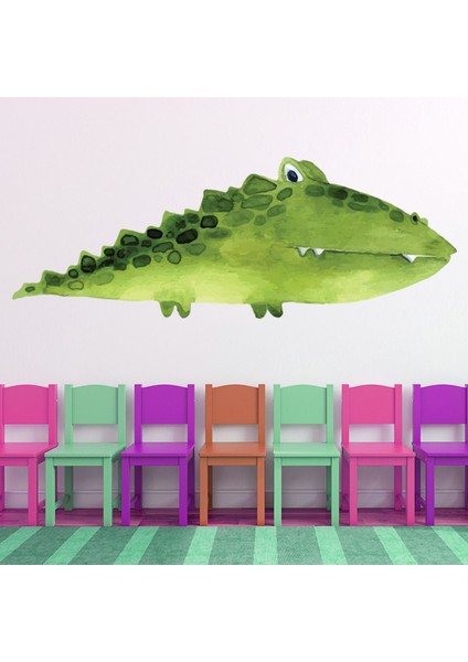 Yeşil Timsah Orman Hayvanları Dekoratif Duvar Sticker Çıkartma Bebek Çocuk Odası