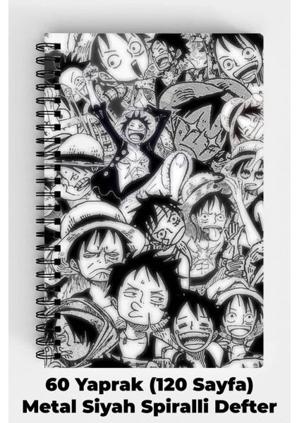 Anime Marketi One Piece Karakterleri Tasarımlı A5 Spiralli Sert Kapak Defter 120 Sayfa