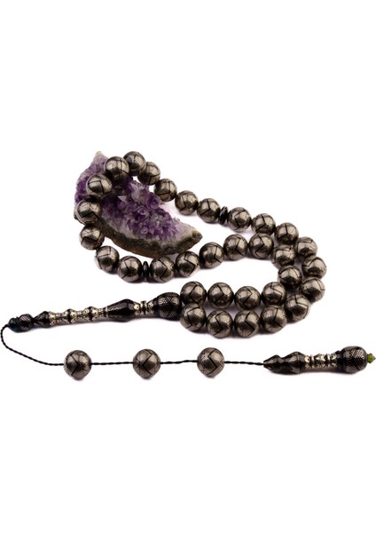 Koleksiyonluk Özel Seri Full Gümüş Işlemeli Küre Kesim 19X19 mm Ateş Kehribarı Sistem Püsküllü Tesbih fiyatları