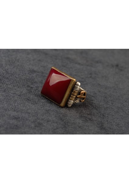 Sıkma Kehribar Taşlı Gümüş Yüzük 13,80 Gram