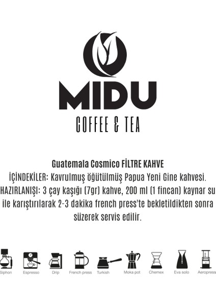 Guatemala Cosmıco Filtre Kahve 250GR modelleri