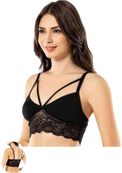 Kota 6 Adet Siyah Tül Modelli Dantelli Büstiyer