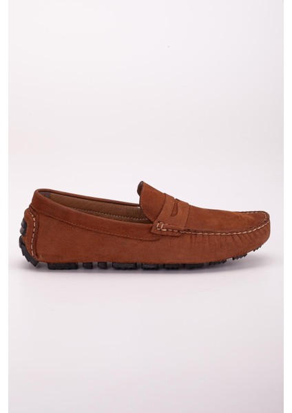 Hakiki Deri Nubuk Rok Kolej Model Taba Erkek Günlük Loafer Ayakkabı