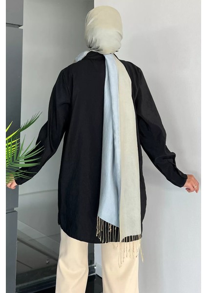 Siyah Önü Pileli Kadın Tesettür Gömlek P-00011153 fırsatları