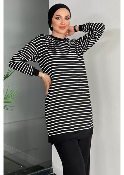 Siyah Çizgili Tesettür Tunik P-00011073 modelleri