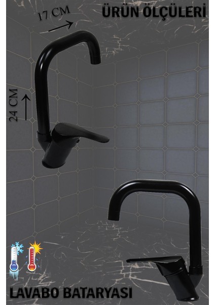 Siyah Lavabo Banyo ve Lüks Mutfak Bataryası Robot Duş Seti Musluk Armatür Banyo Seti Eviye Musluğu