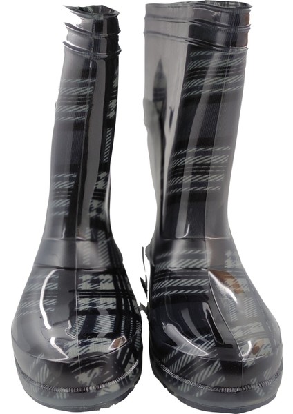 Çocuk Gri Renkli Ekoseli Iş Bahçe Yağmur Çizmesi modelleri