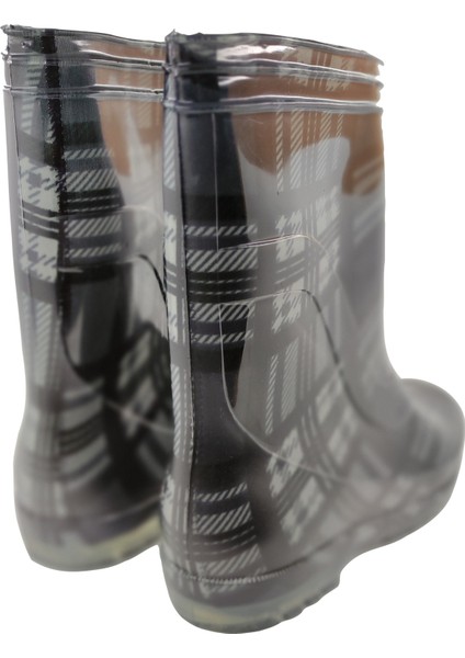 Çocuk Gri Renkli Ekoseli Iş Bahçe Yağmur Çizmesi fırsatları