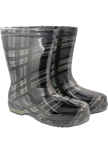 Çocuk Gri Renkli Ekoseli Iş Bahçe Yağmur Çizmesi indirimleri