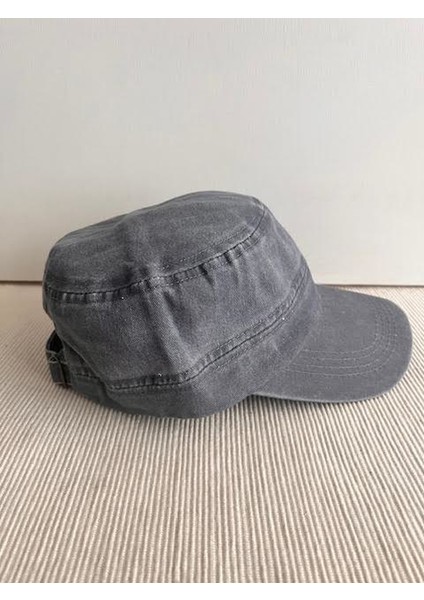 Fidel Castro Model Yıkamalı Arkasından Ayarlanabilir Unisex Gri Şapka