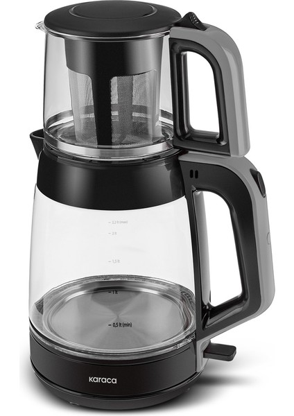 2 In1 3,1 Lt Cam Çay ve Su Isıtıcı Makinesi Space Gray 1900W