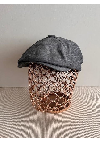 Ingiliz Stili Sekiz Parça Arkası Lastikli Yazlık Füme Şapka