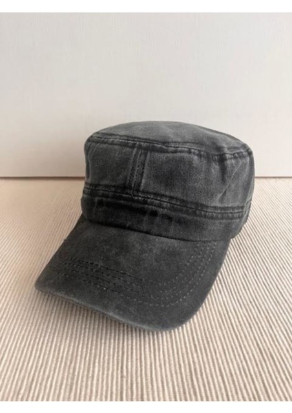 Fidel Castro Model Yıkamalı Arkasından Ayarlanabilir Unisex Siyah Şapka