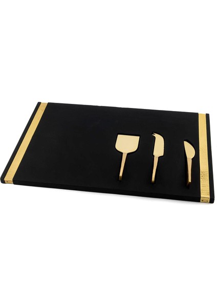 Siyah Gold 3 Parça Peynir Servis Seti 45X30CM