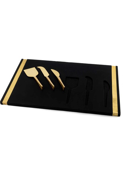 Siyah Gold 3 Parça Peynir Servis Seti 45X30CM