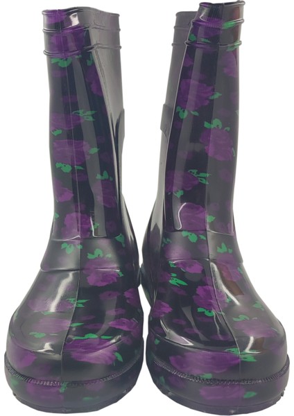 Çocuk Mor Renk Çiçekli Iş Bahçe Su Geçirmez Yağmur Çizmesi modelleri
