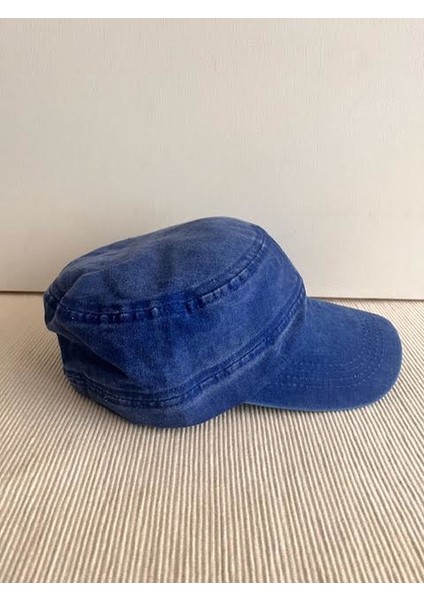 Fidel Castro Model Yıkamalı Arkasından Ayarlanabilir Unisex Saks Mavi Şapka