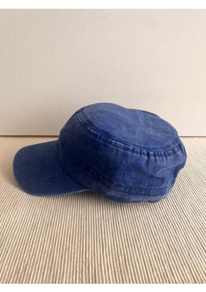 Fidel Castro Model Yıkamalı Arkasından Ayarlanabilir Unisex Saks Mavi Şapka