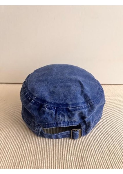Fidel Castro Model Yıkamalı Arkasından Ayarlanabilir Unisex Saks Mavi Şapka