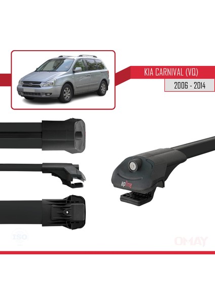 Kia Carnival (Vq) 2006-2014 Arası ile Uyumlu Ace-1 Ara Atkı Tavan Barı Siyah 3 Adet modelleri
