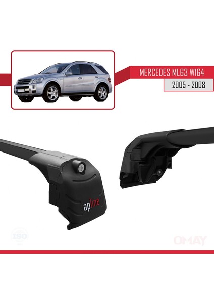 Mercedes M Class (W164) 2005-2008 Arası ile Uyumlu Ace-2 Ara Atkı Tavan Barı Siyah 2 Adet modelleri