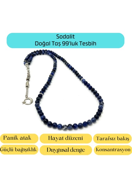 Sertifikalı Sodalit 6mm 99LUK Doğal Taş Tesbih