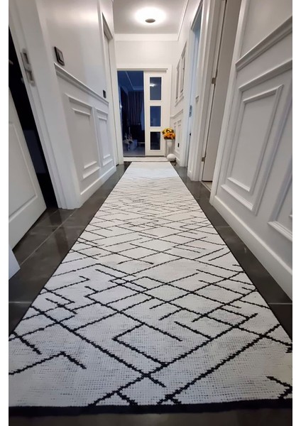 Zikzak Saçaklı Dokuma Şönil Kaymaz Taban Pamuk Yıkanabilir Beyaz Salon Halısı Yolluk Mutfak Halısı Kilim fiyatları