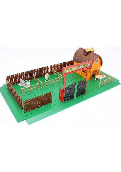 Römorklu Traktörlü - Ahırlı - Etrafı Çitle Çevrili - 3 Hayvan Figürlü Çiftlik Seti S00019419 modelleri