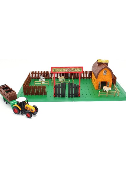 Römorklu Traktörlü - Ahırlı - Etrafı Çitle Çevrili - 3 Hayvan Figürlü Çiftlik Seti S00019419 indirimleri