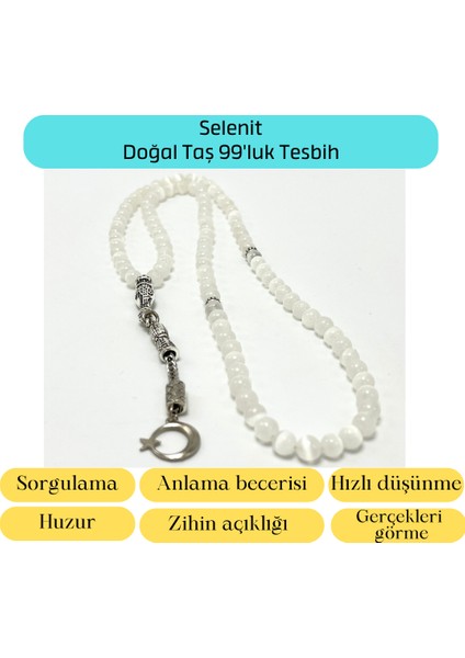 Yıldız Doğal Taş Sertifikalı Selenit 6mm 99LUK Doğal Taş Tesbih