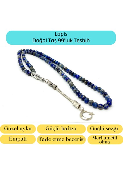 Yıldız Doğal Taş Sertifikalı Lapis Lazuli 6mm 99LUK Doğal Taş Tesbih