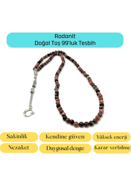 Yıldız Doğal Taş Sertifikalı Rodanit 6mm 99LUK Doğal Taş Tesbih