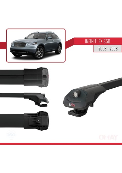 Infiniti Fx (S50) 2003-2008 Arası ile Uyumlu Ace-1 Ara Atkı Tavan Barı Siyah 3 Adet