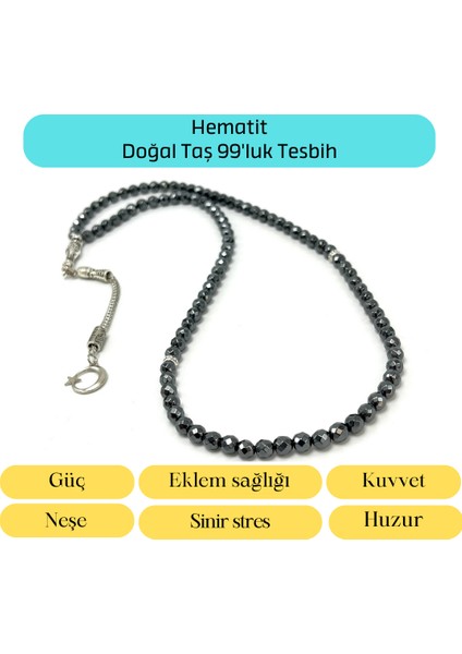 Yıldız Doğal Taş Sertifikalı Hematit 6mm 99LUK Doğal Taş Tesbih