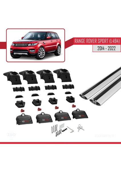 Land Rover Range Rover Sport (L494) 2014-2022 Arası ile Uyumlu Ace-2 Ara Atkı Tavan Barı Gri 2 Adet indirimleri
