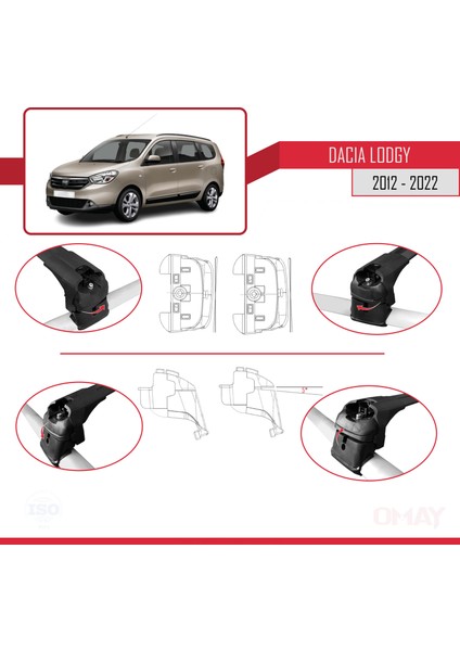 Dacia Lodgy 2012-2022 Arası ile Uyumlu Ace-2 Ara Atkı Tavan Barı Siyah 2 Adet fırsatları