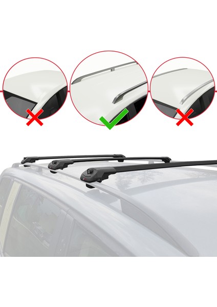 Kia Ceed Sportswagon 2009-2012 Arası ile Uyumlu Ace-1 Ara Atkı Tavan Barı Siyah 3 Adet