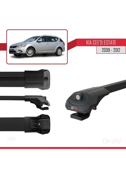 Kia Ceed Sportswagon 2009-2012 Arası ile Uyumlu Ace-1 Ara Atkı Tavan Barı Siyah 3 Adet