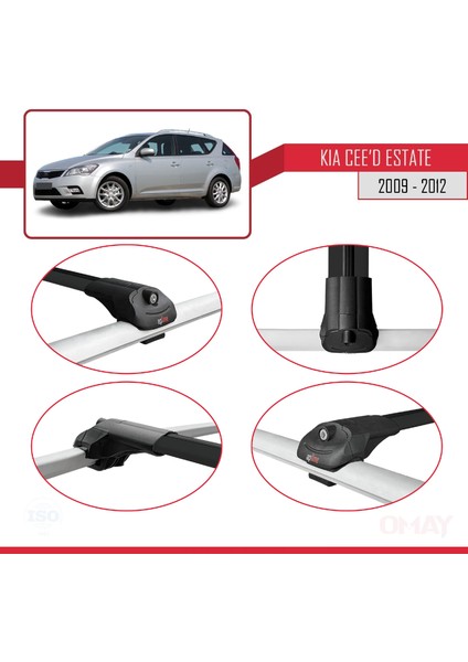 Kia Ceed Sportswagon 2009-2012 Arası ile Uyumlu Ace-1 Ara Atkı Tavan Barı Siyah 3 Adet