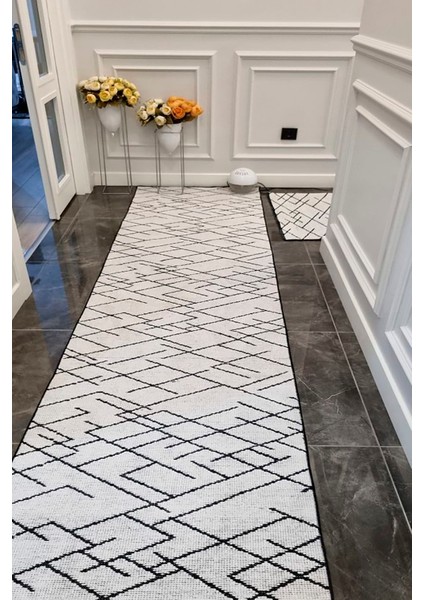 Zikzak Saçaklı Dokuma Şönil Kaymaz Taban Pamuk Yıkanabilir Beyaz Salon Halısı Yolluk Mutfak Halısı Kilim modelleri