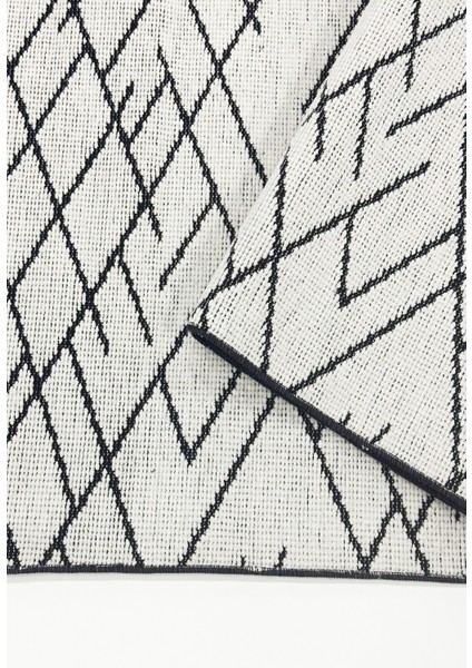 Zikzak Saçaklı Dokuma Şönil Kaymaz Taban Pamuk Yıkanabilir Beyaz Salon Halısı Yolluk Mutfak Halısı Kilim indirimleri