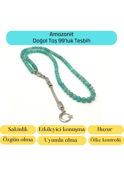 Sertifikalı Amazonit 6mm 99LUK Doğal Taş Tesbih