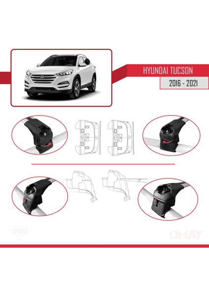 Hyundai Tucson (Tl) 2016-2021 Arası ile Uyumlu Ace-2 Ara Atkı Tavan Barı Gri 2 Adet fırsatları