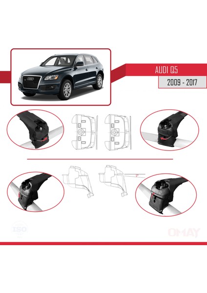 Audi Q5 (8r) 2009-2017 Arası ile Uyumlu Ace-2 Ara Atkı Tavan Barı Siyah 2 Adet indirimleri