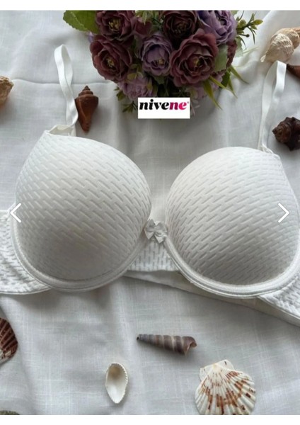 Çift Destekli Double Ultra Destekli Push Up Sütyen Çift Dolgulu Ultra Yumuşak Sütyen Beyaz