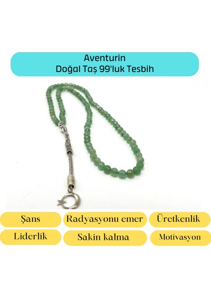 Yıldız Doğal Taş Sertifikalı Aventurin 6mm 99LUK Doğal Taş Tesbih