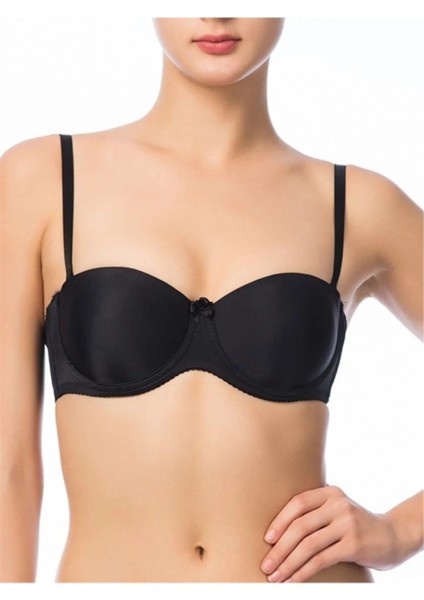 Modellife Siyah Destekli Mikro Dolgulu Straplez B-Cup Sütyen