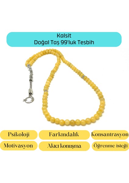 Sertifikalı Kalsit 6mm 99LUK Doğal Taş Tesbih
